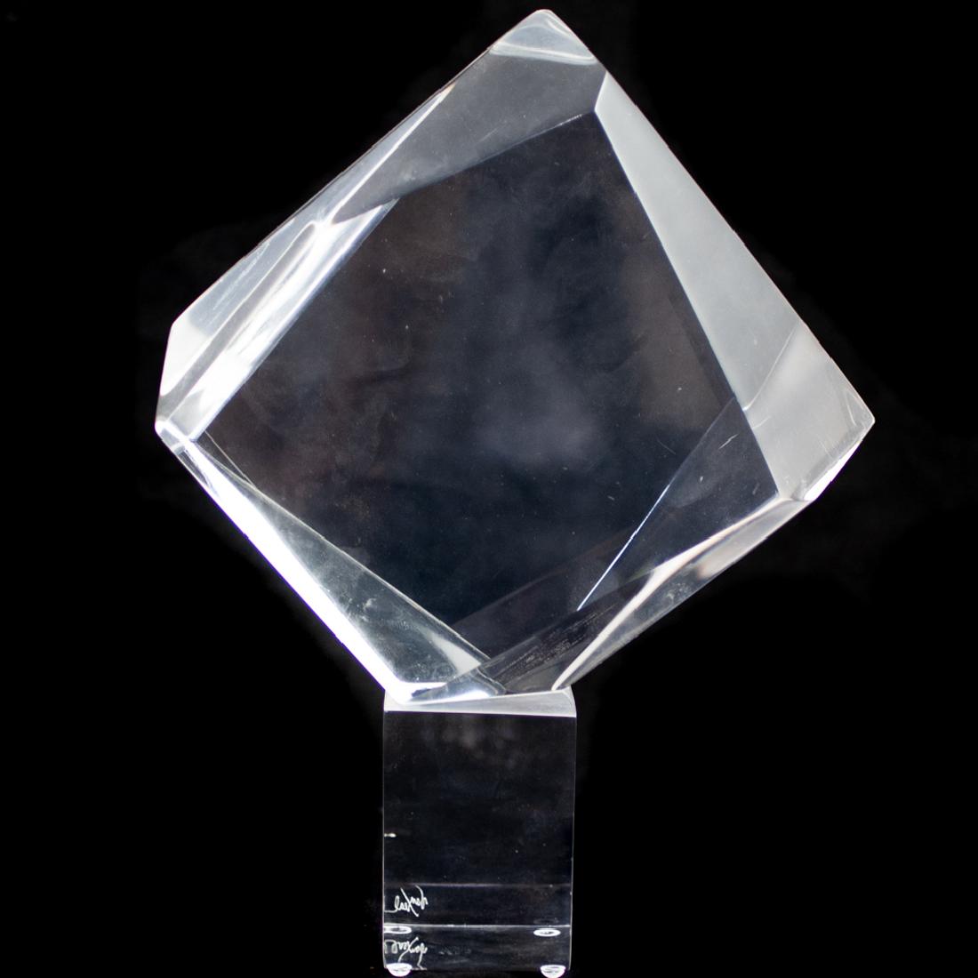 Hivo Van Teal Mid Century Acrylic Sculpture: DESCRIPTION: An acrylic sculpture by artist Hivo Van Teal features in an overall abstract form, composed of a clear acrylic foundation. Signed at the base "Van Teal" CIRCA: Mid 20th Cent. ORIGIN: USA