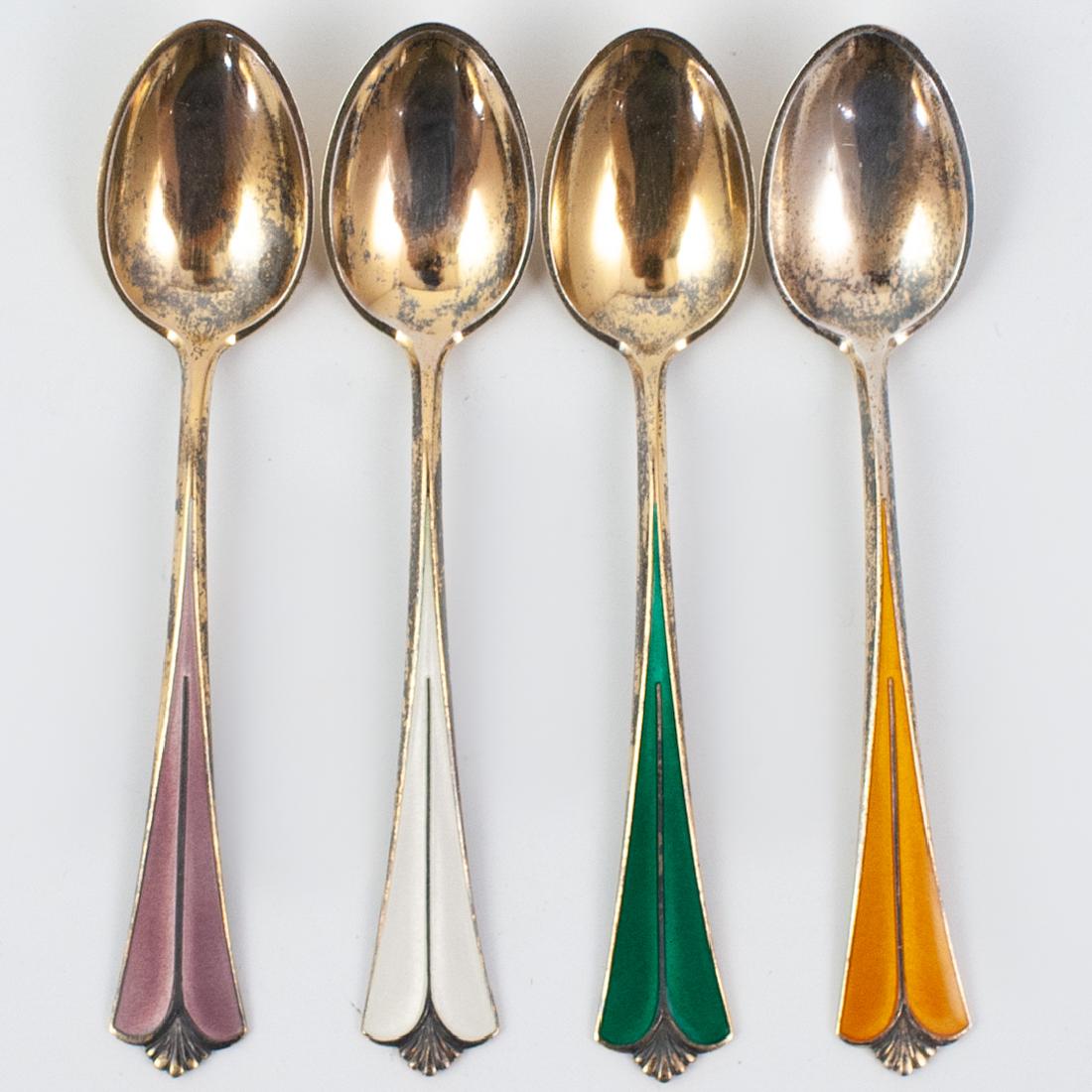 (4 Pc) David Andersen Sterling Enamel Teaspoons (1 of 2)