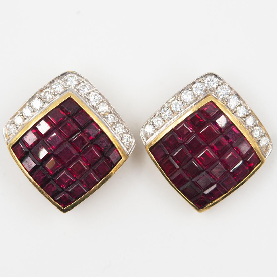 14k Gold Ruby and Diamond Earrings (1 of 2)