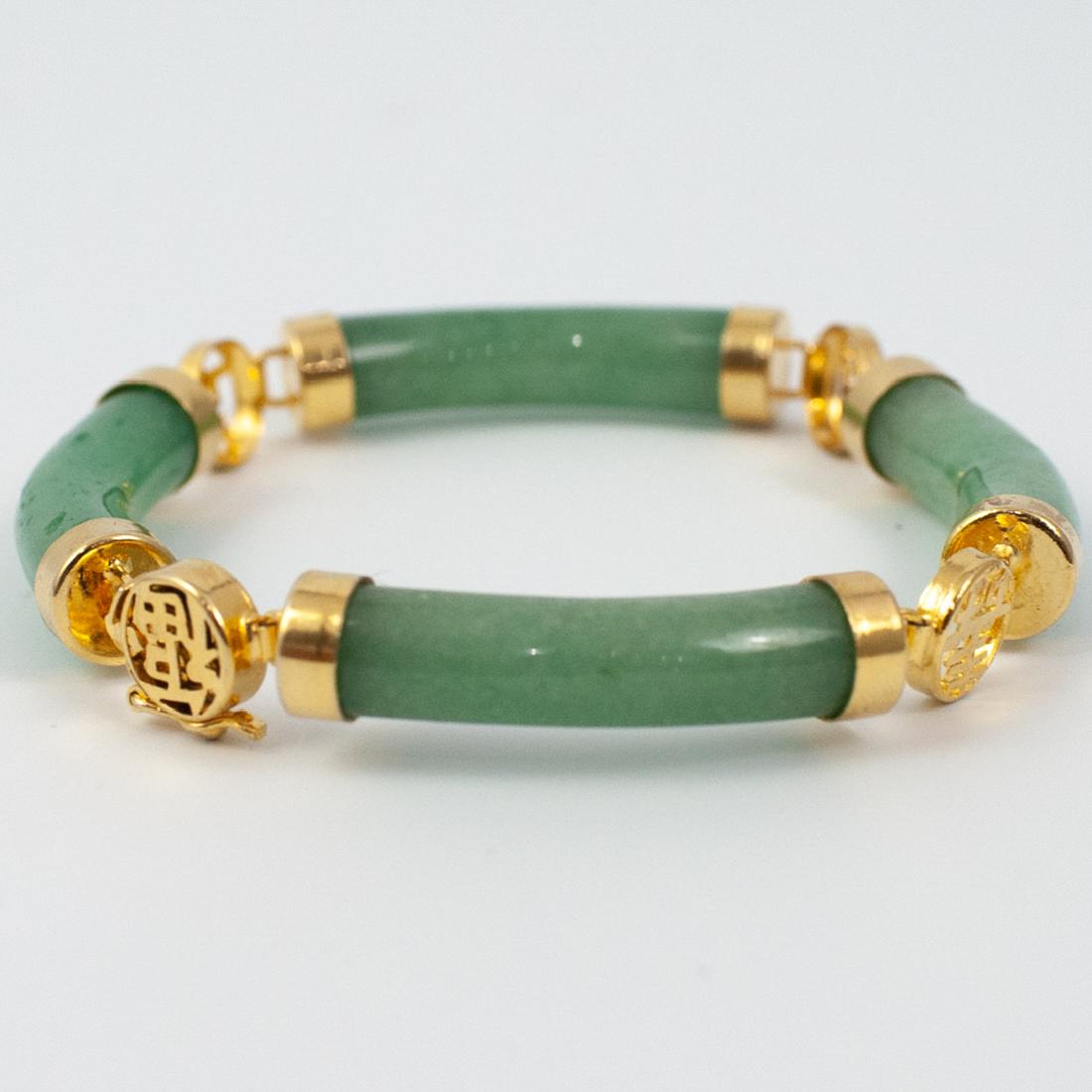 Chinese 14K Gold Jade Bracelet