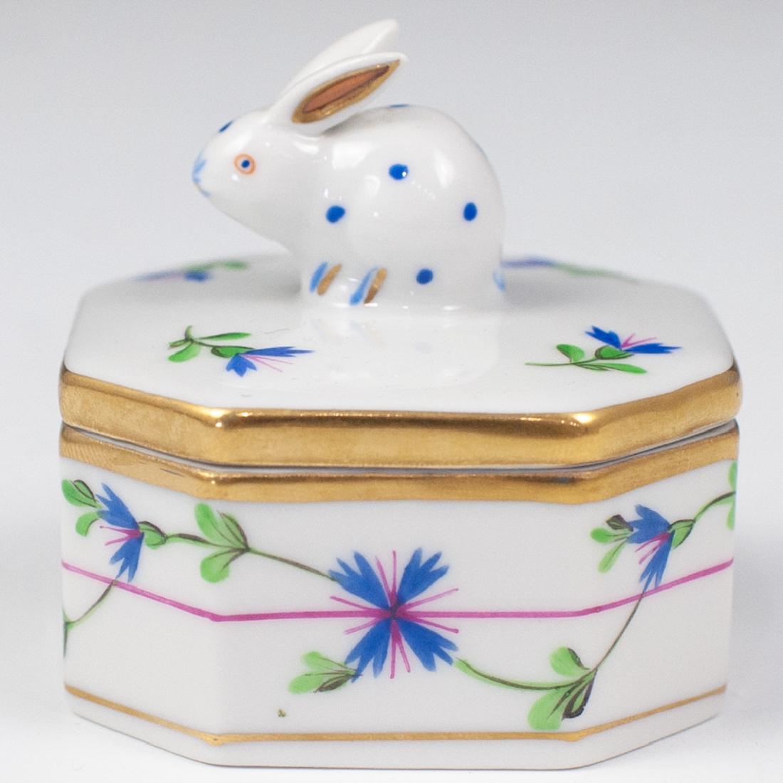 Herend Porcelain Blue Garland Trinket Box