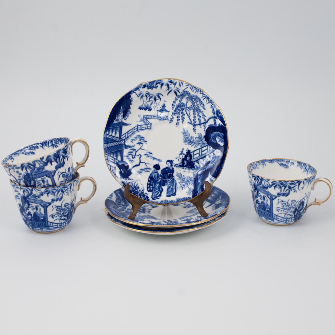 (3 Pc) Royal Crown Derby "Blue Mikado" Cup and saucer (1 of 4)