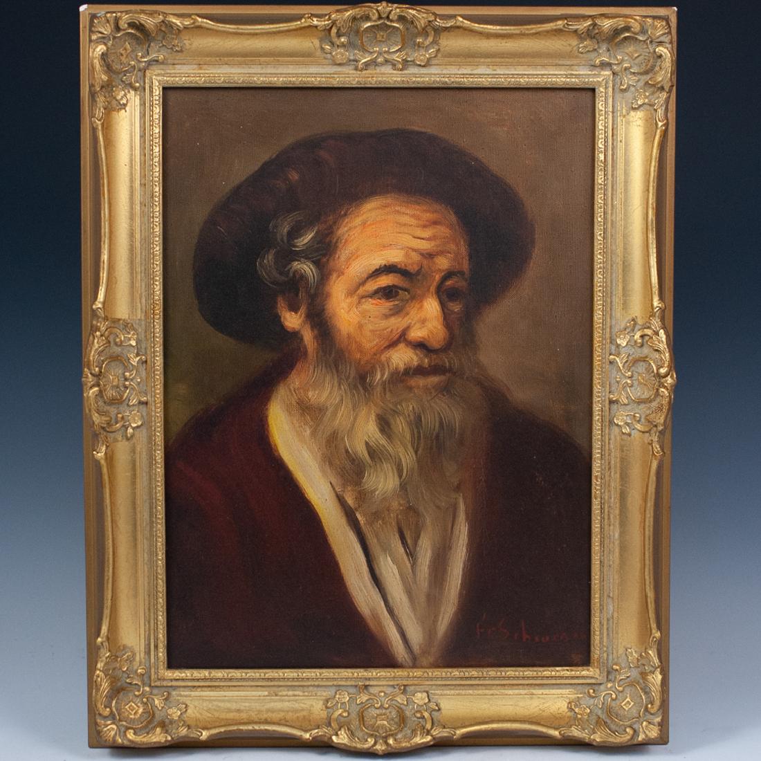 Franz Schoorman (Dutch, b. 1902) Oil Painting: DESCRIPTION: An Oil on canvas painting by Dutch painter Franz Schoorman. Depicts a portrait of an elderly gentleman. Signed lower right, "Fr. Schoorman". Framed in a 3" gilt wood frame. CIRCA: 20th Ce