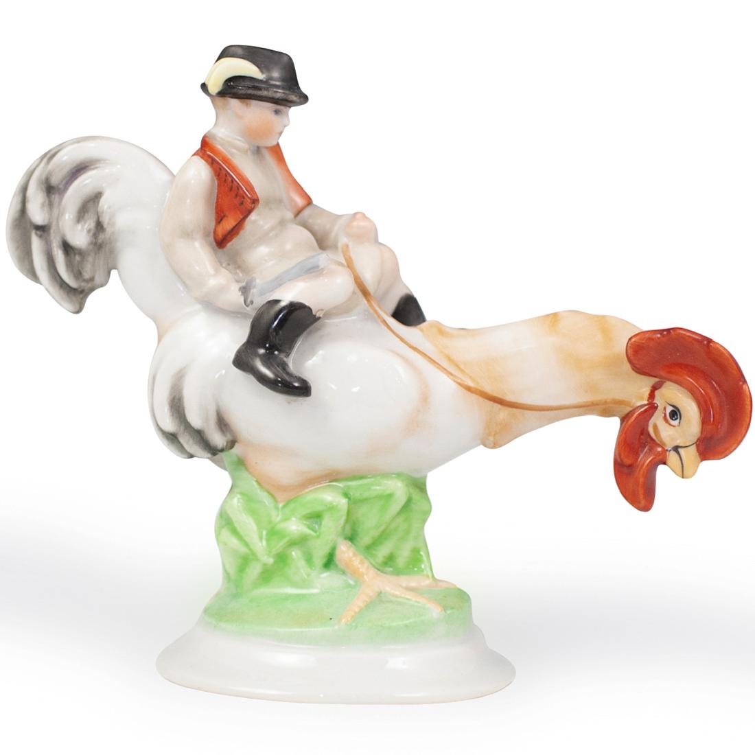 Herend Boy Riding Rooster Figurine (1 of 3)
