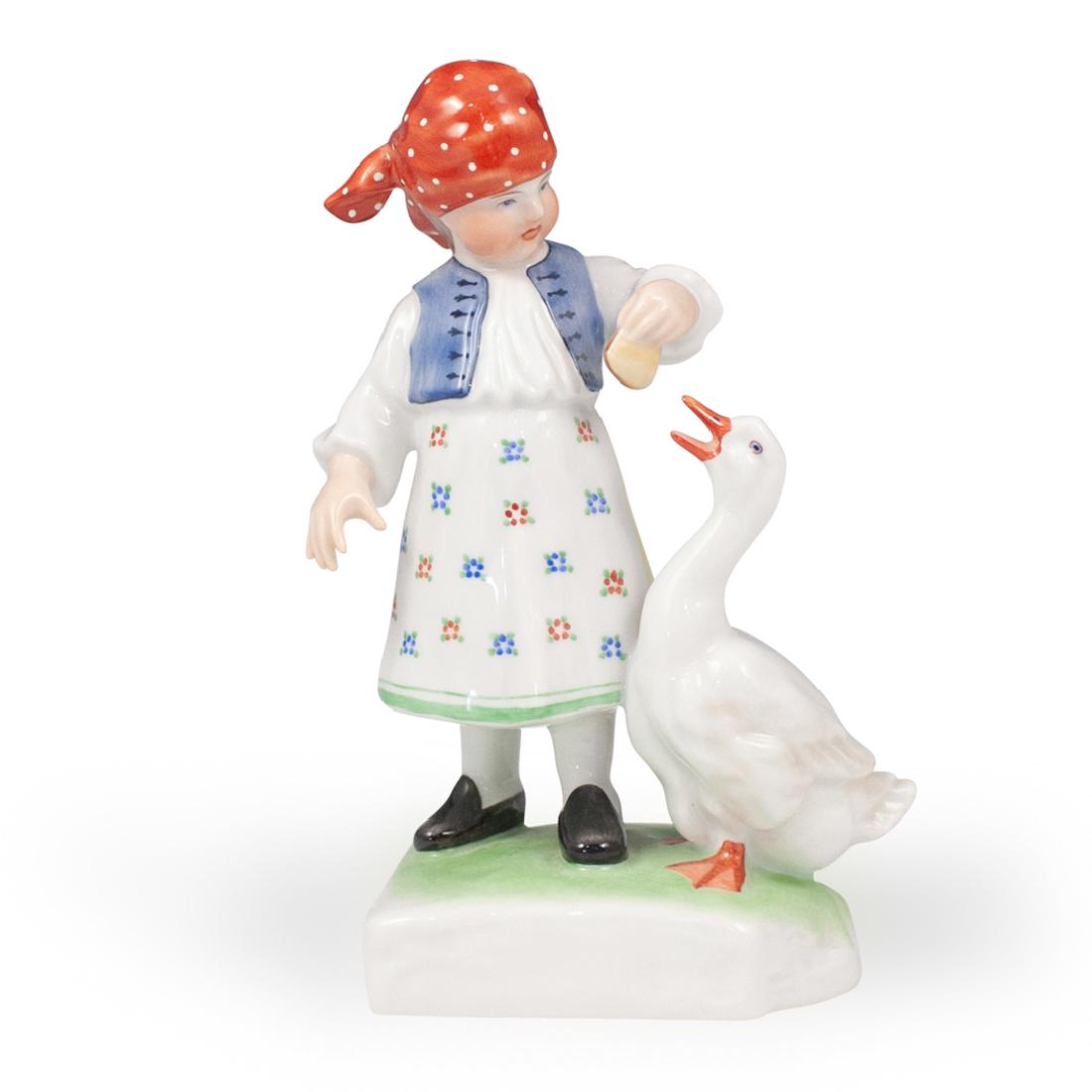 Herend Girl Feeding Goose Figurine (1 of 3)