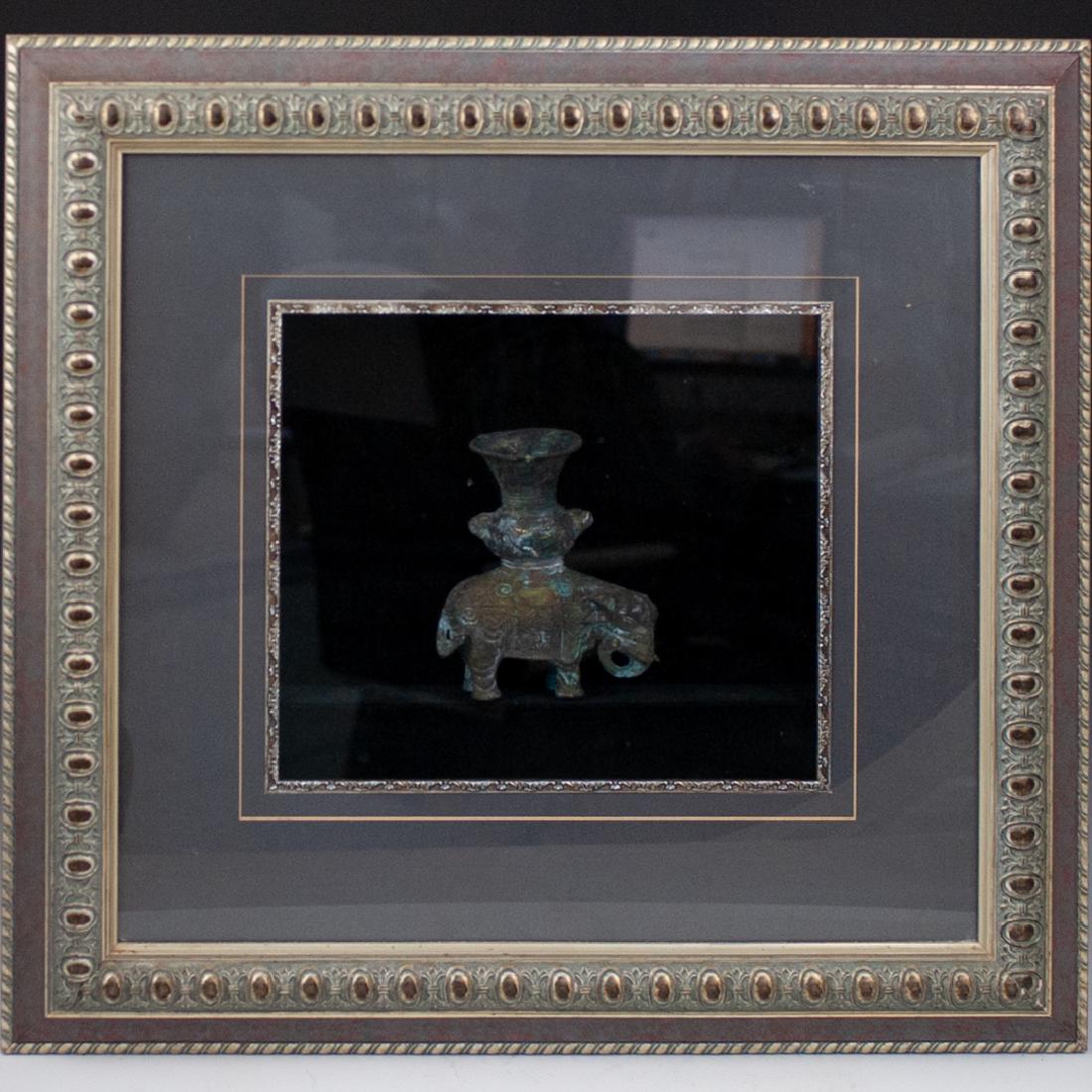 Framed Chinese Bronze Elephant and Urn (1 of 5)