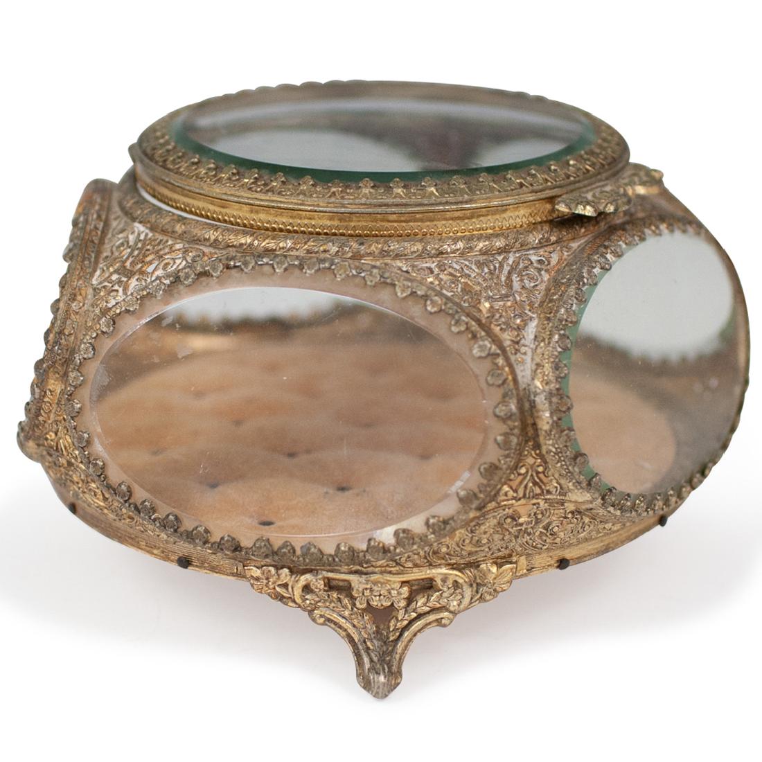 Antique Brass and Glass Jewelry Box (1 of 8)