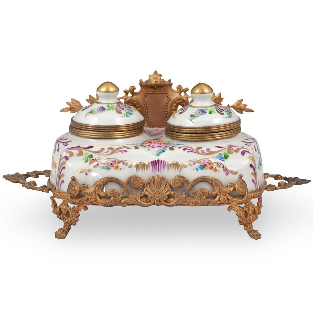 Limoges Peint Ã  la Main Double Inkwell (1 of 6)