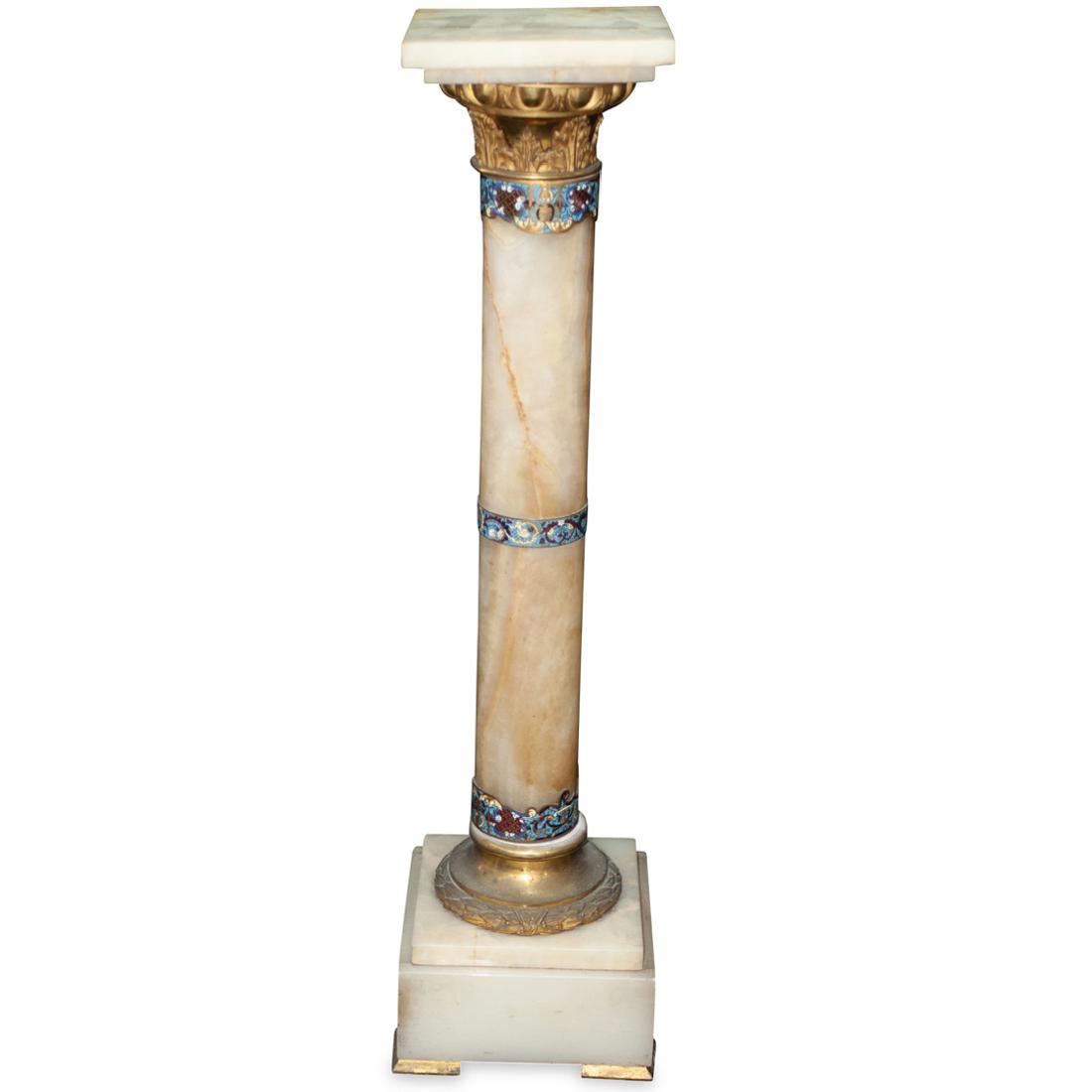French Onyx and Champleve Enamel Pedestal (1 of 5)