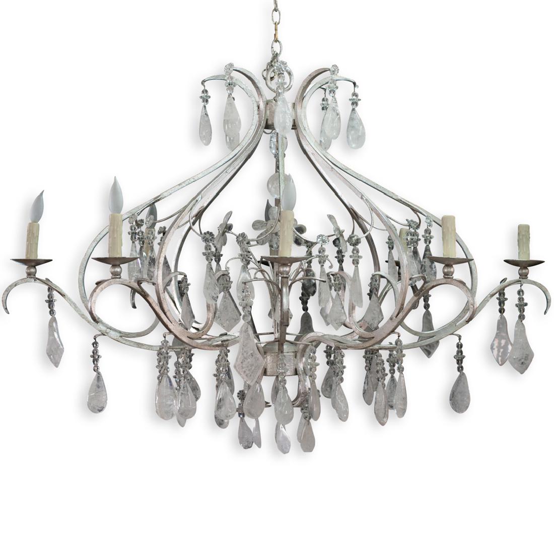 8-Light Rock Crystal and Metal Chandelier (1 of 4)