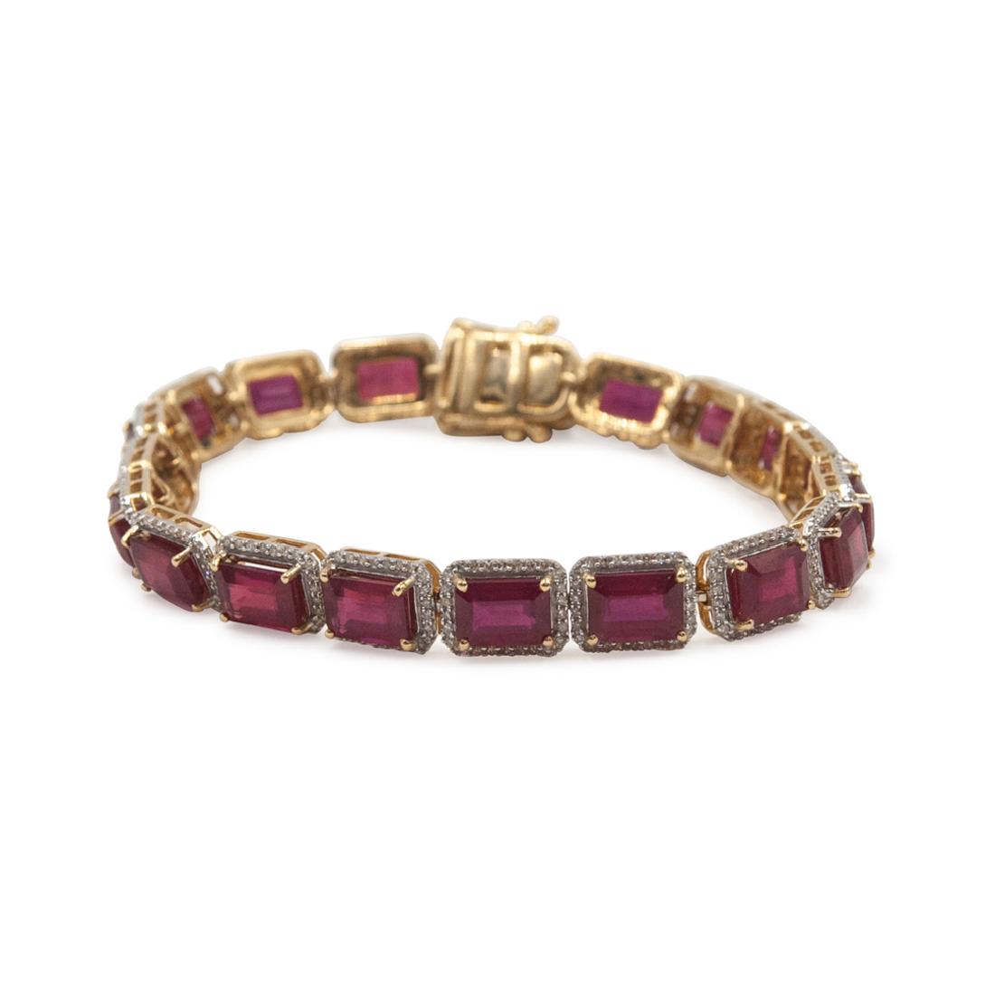 14k Gold, Ruby and Diamond Bracelet (1 of 6)