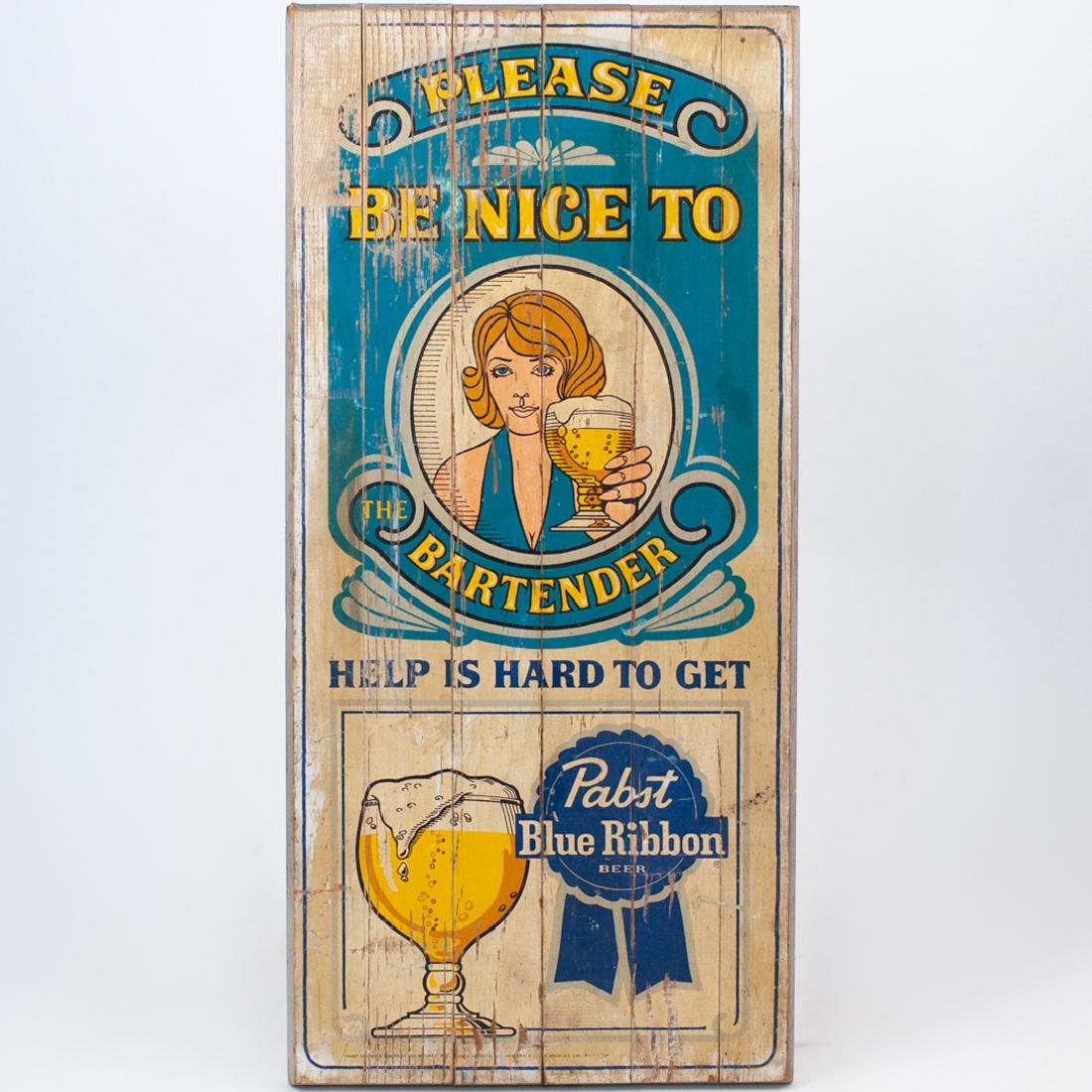 70sPabst Blue Ribbon パブスト　ブルーリボン　サインウッド 70sPabst Blue Ribbon パブスト ブルーリボン サインウッド Vintage