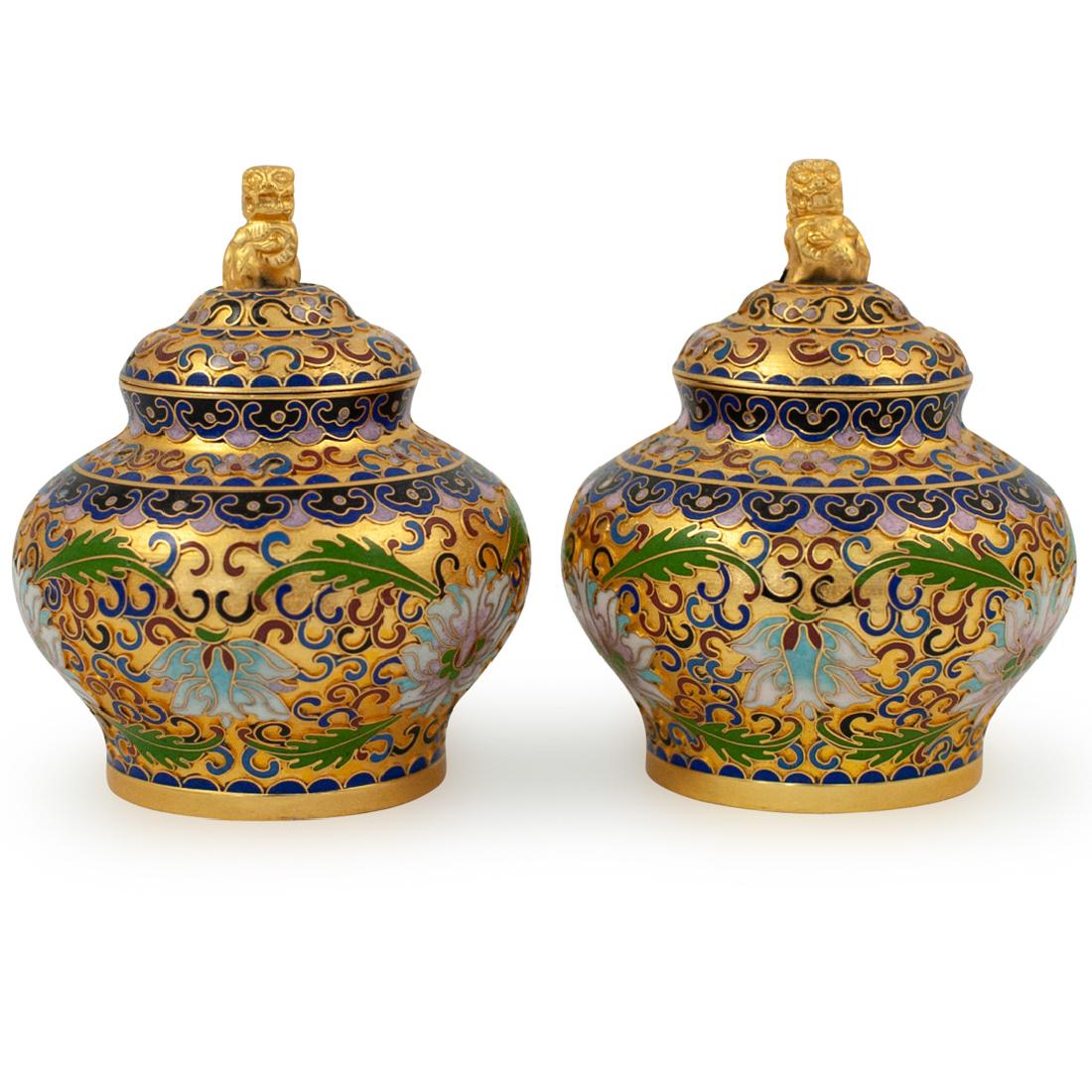 Pair of Chinese Cloisonne Urns (1 of 3)