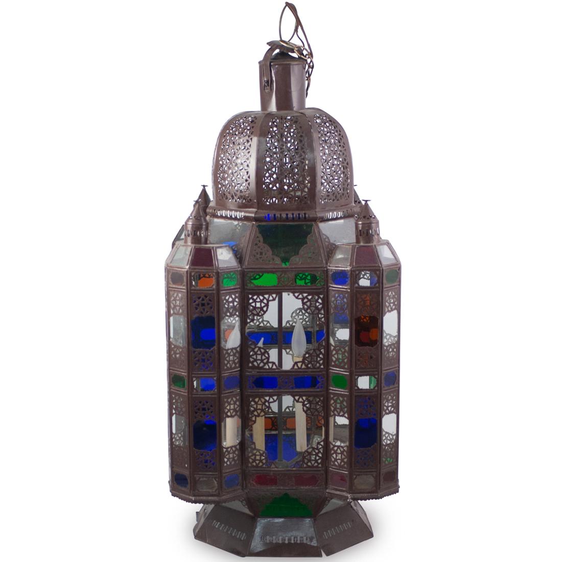 Moroccan Glass and Metal Hanging Lantern (1 of 8)