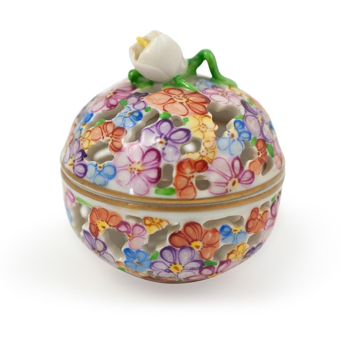 Herend Porcelain Reticulated Lidded Jar (1 of 3)