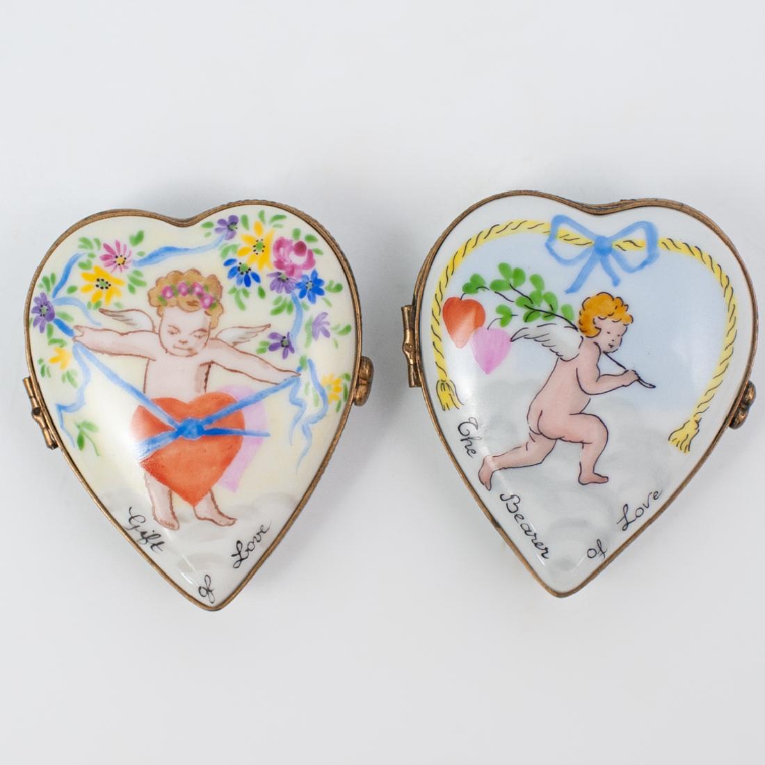 (2 Pc) Limoges Porcelain Cherub Pill Boxes (1 of 3)
