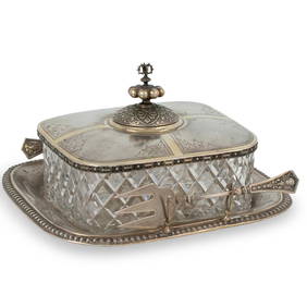German Silver and Crystal Caviar Set (1 of 8)
