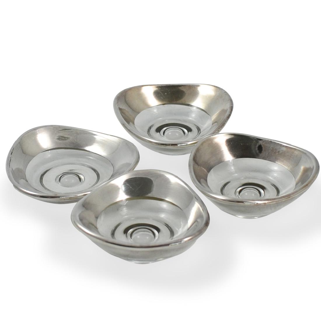 (4 Pc) Glass and Silver Overlay Dishes (1 of 3)