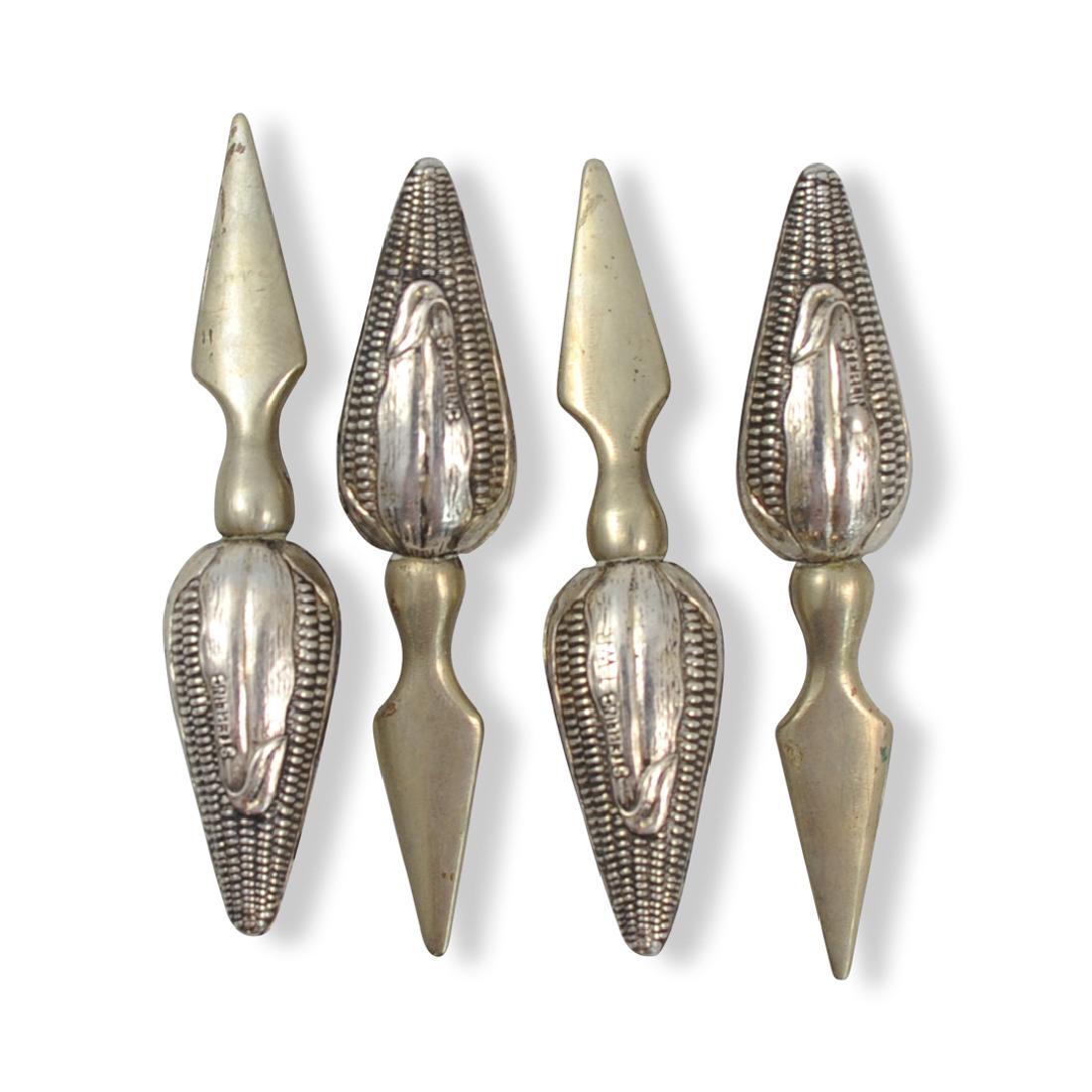 (4 Pc) Antique Sterling Silver Corn Holders (1 of 3)