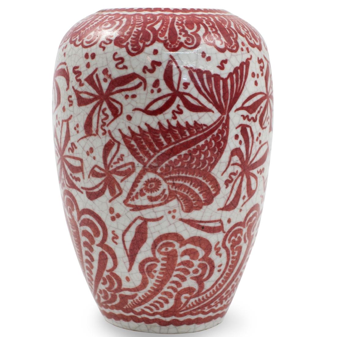 Delft Red and White Porcelain Vase (1 of 3)