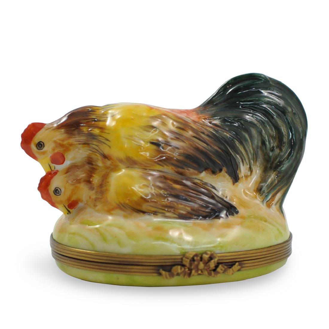 Limoges Porcelain "Rooster" Trinket Box (1 of 3)