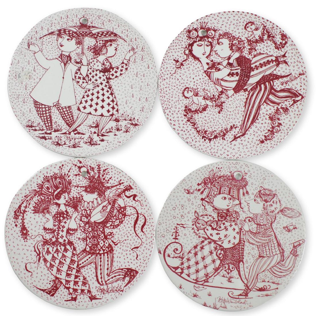 (4 Pc) Bjorn Wiinblad Porcelain Plaques (1 of 5)