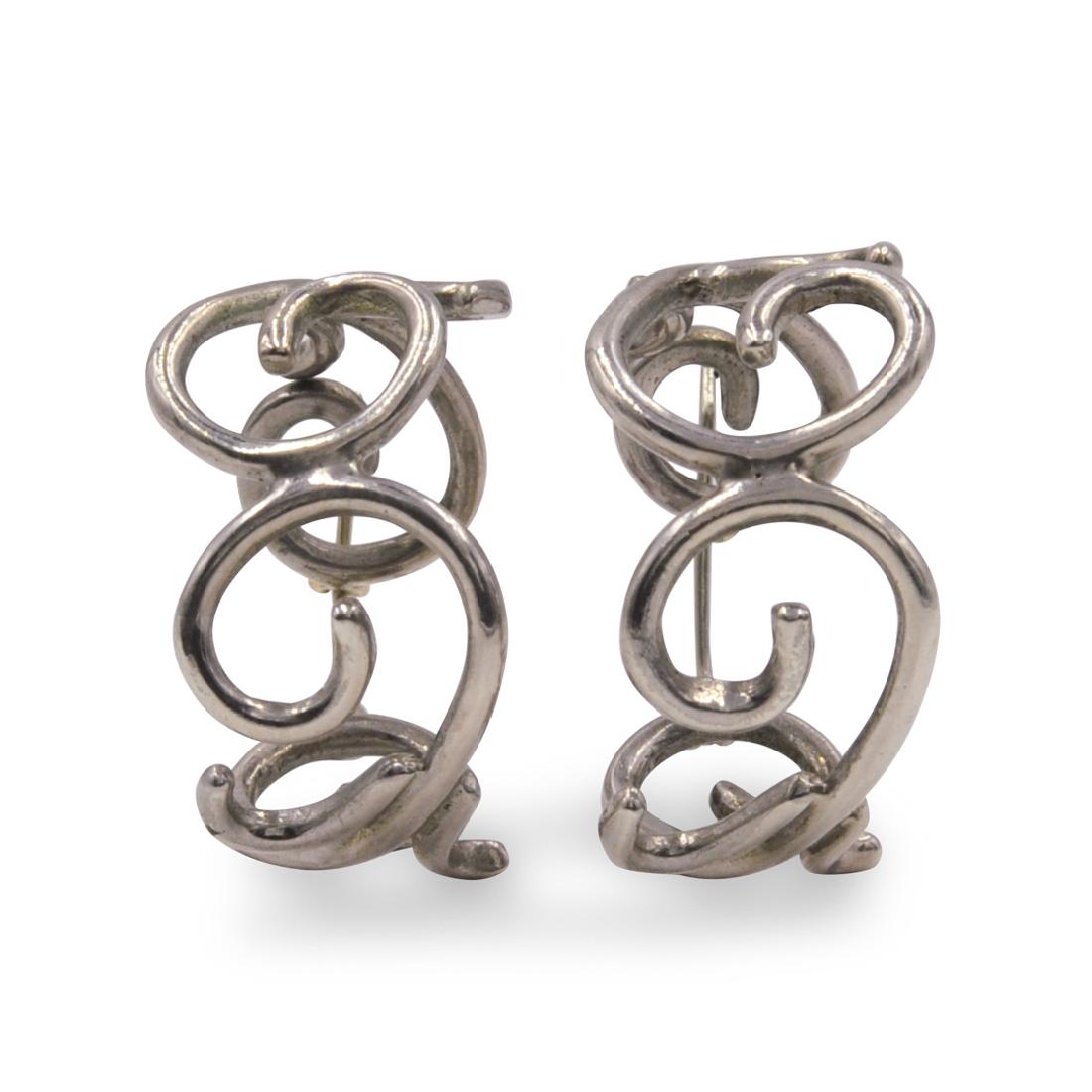 Pair of Sterling Silver Scroll Earrings (1 of 2)