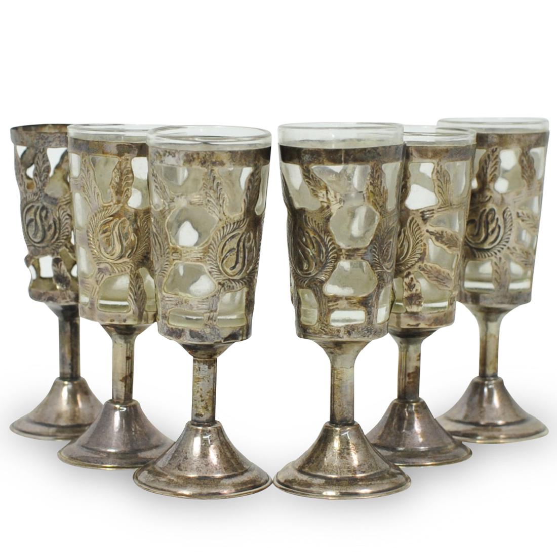 (6 Pc) Sterling Silver Cordial Glasses (1 of 3)