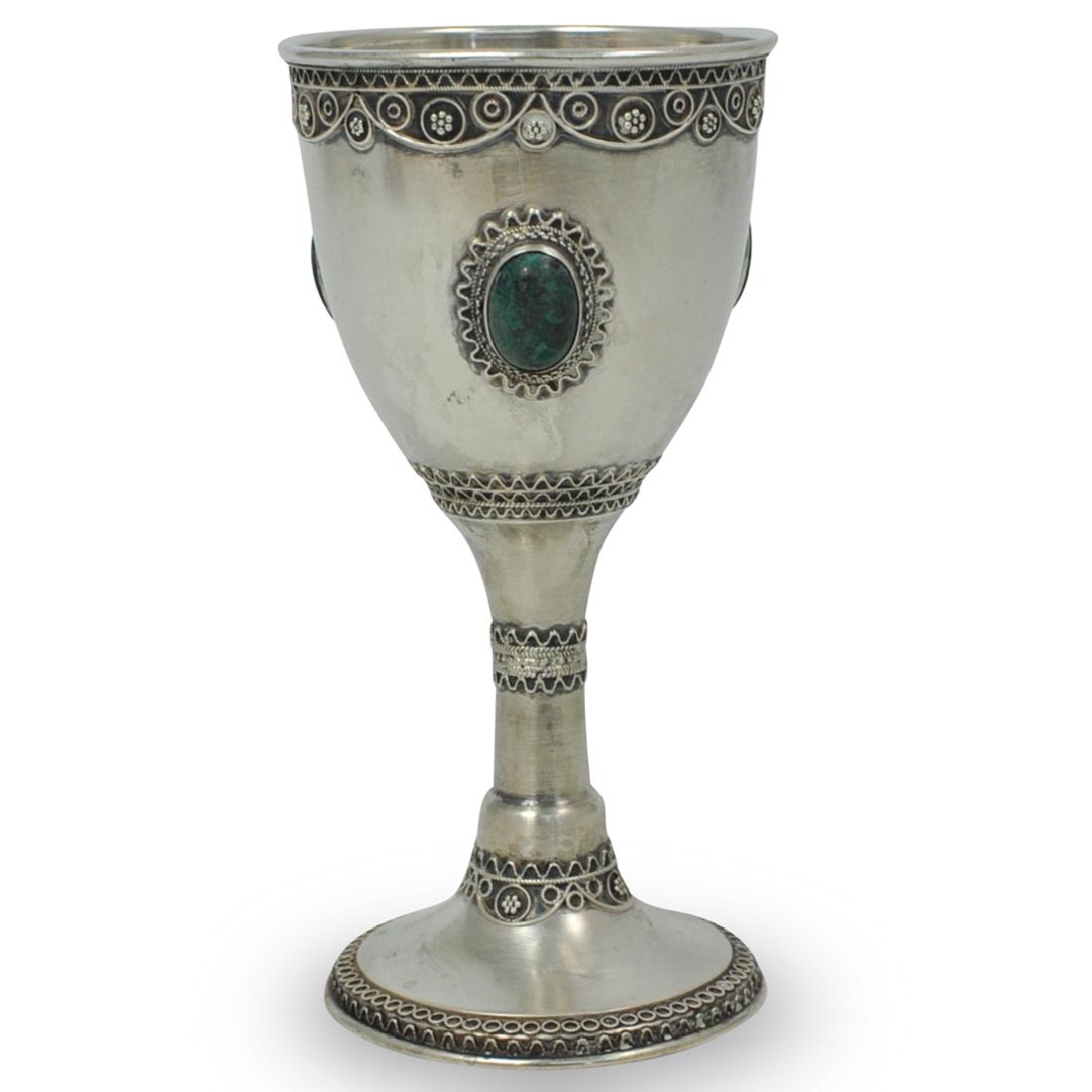 Sterling Silver and Malachite Kiddush Cup (1 of 6)