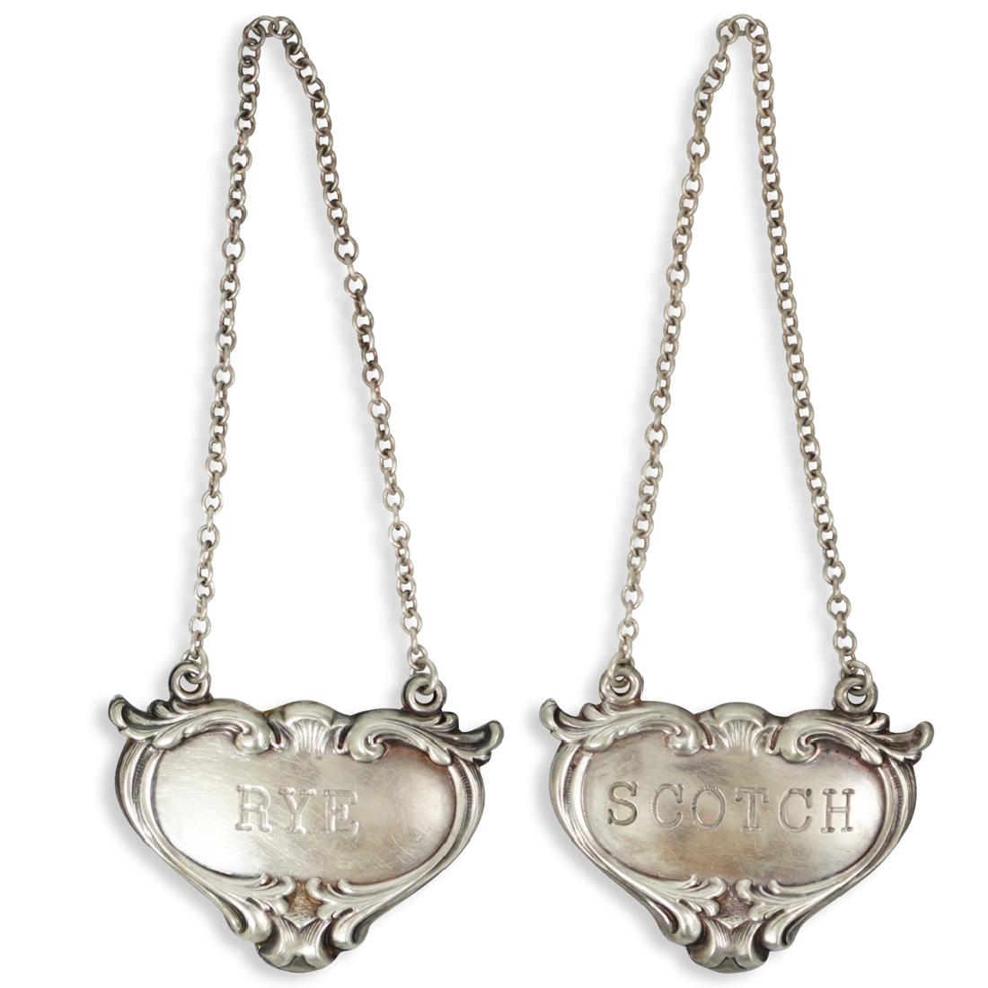 (2 Pc) Sterling Silver Liquor Plaques (1 of 2)