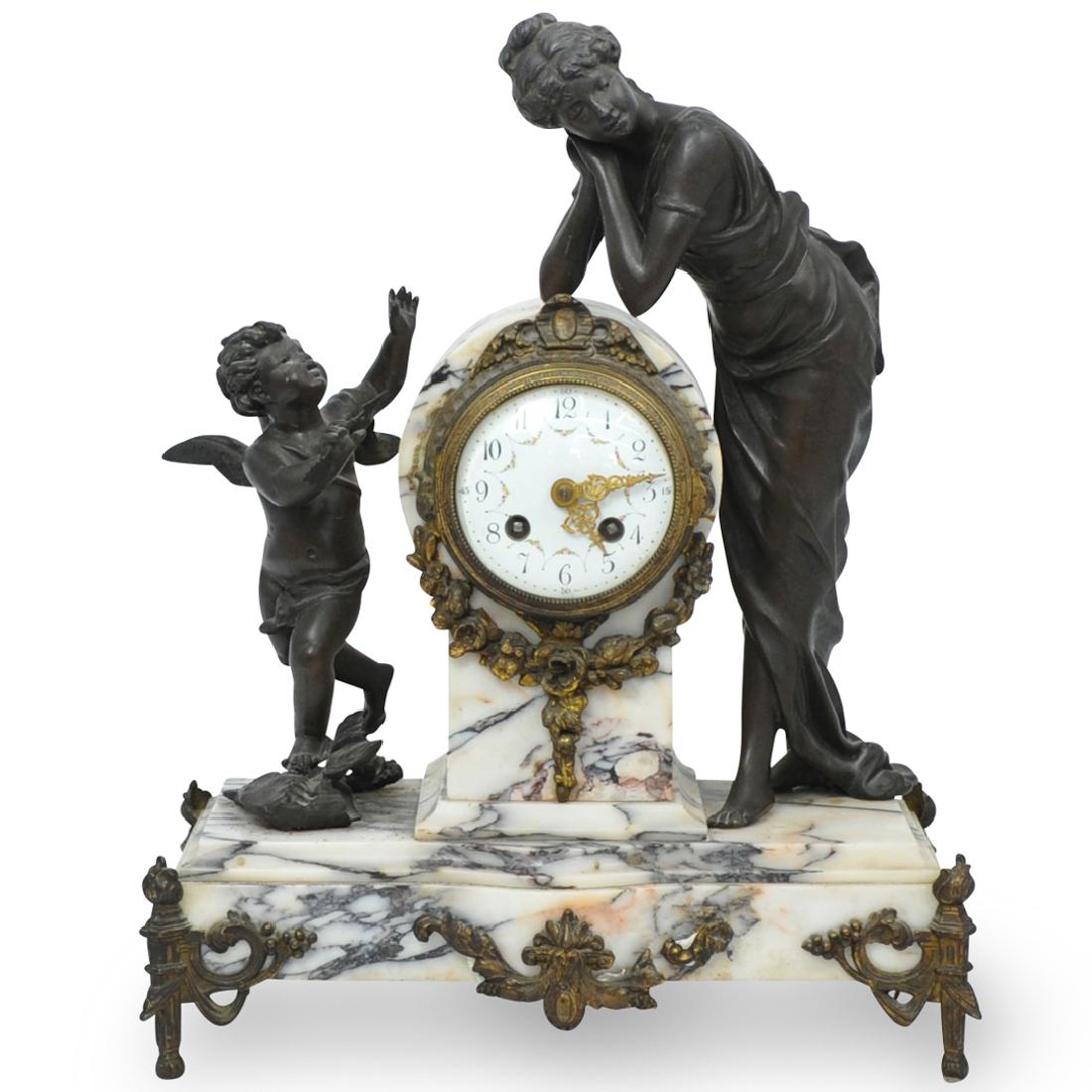 Antique Bronze and Marble Mantel Clock (1 of 7)