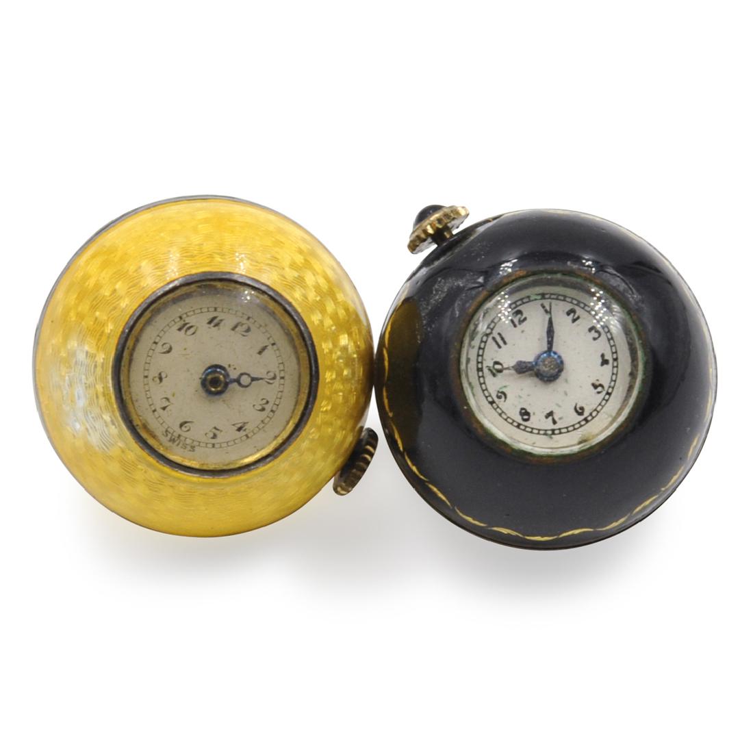 (2 Pc) Miniature Enamel Spherical Watches (1 of 4)