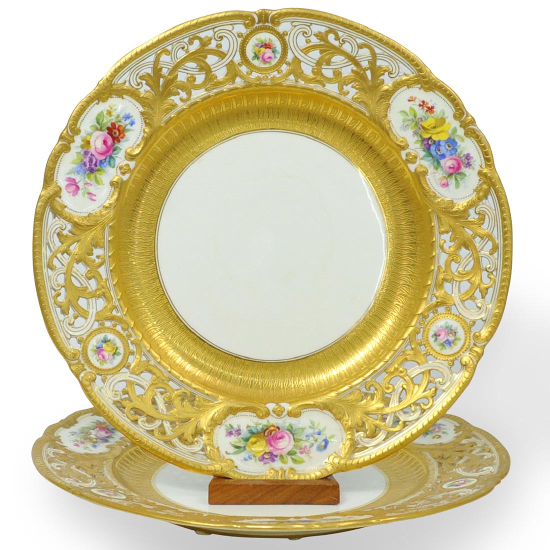 (2 Pc) Mintons Gilt Porcelain Plates (1 of 4)