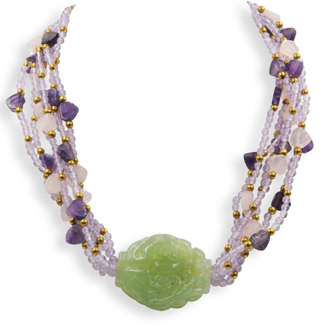 Jade and Amethyst Bead Necklace (1 of 4)