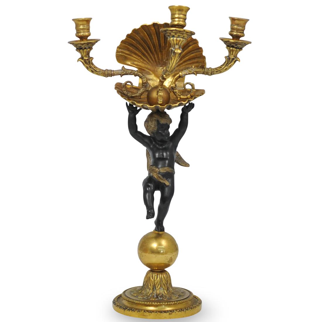 Empire Style Gilt Brass Three Arm Candelabra (1 of 8)