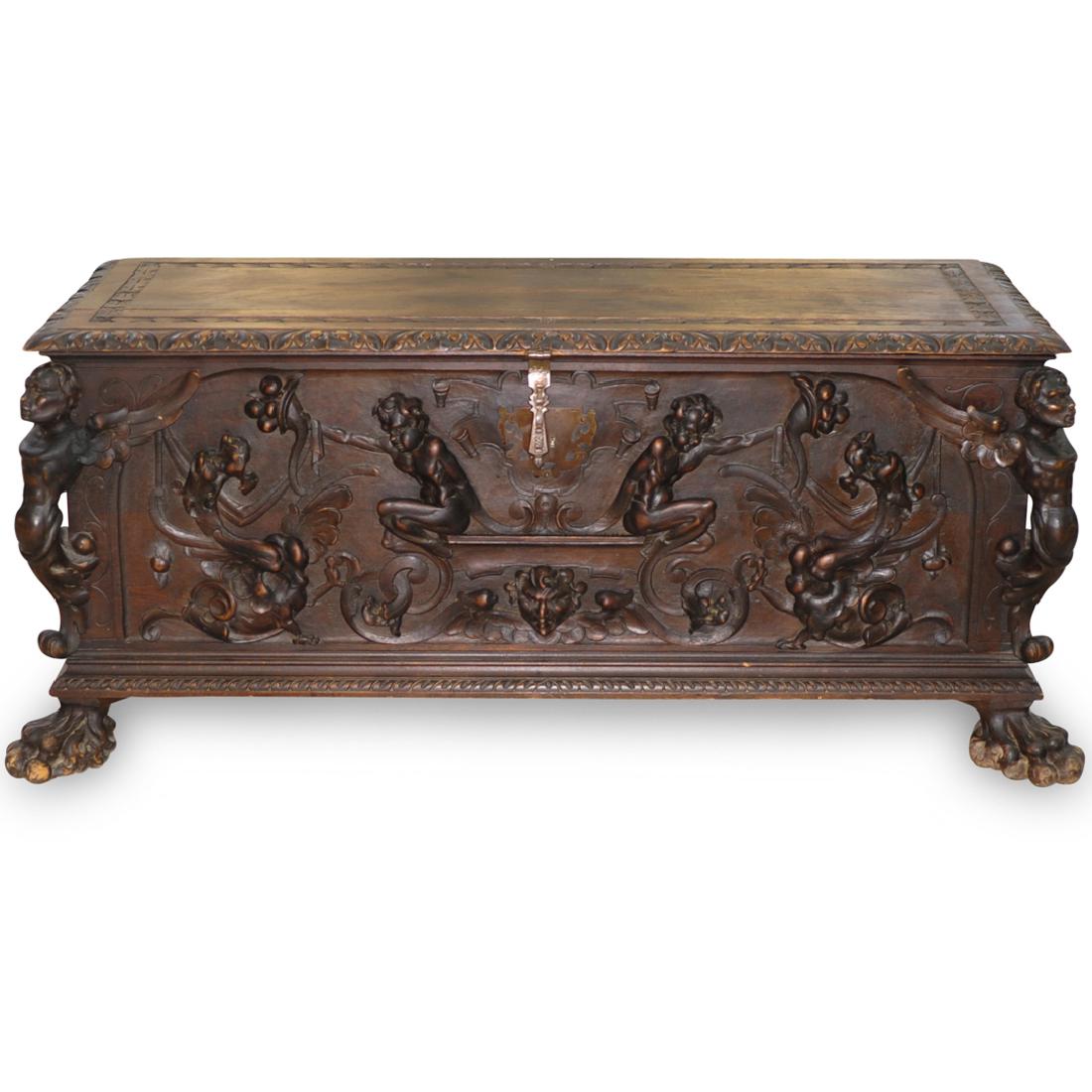 Antique Italian Carved Wood Cassone (1 of 8)