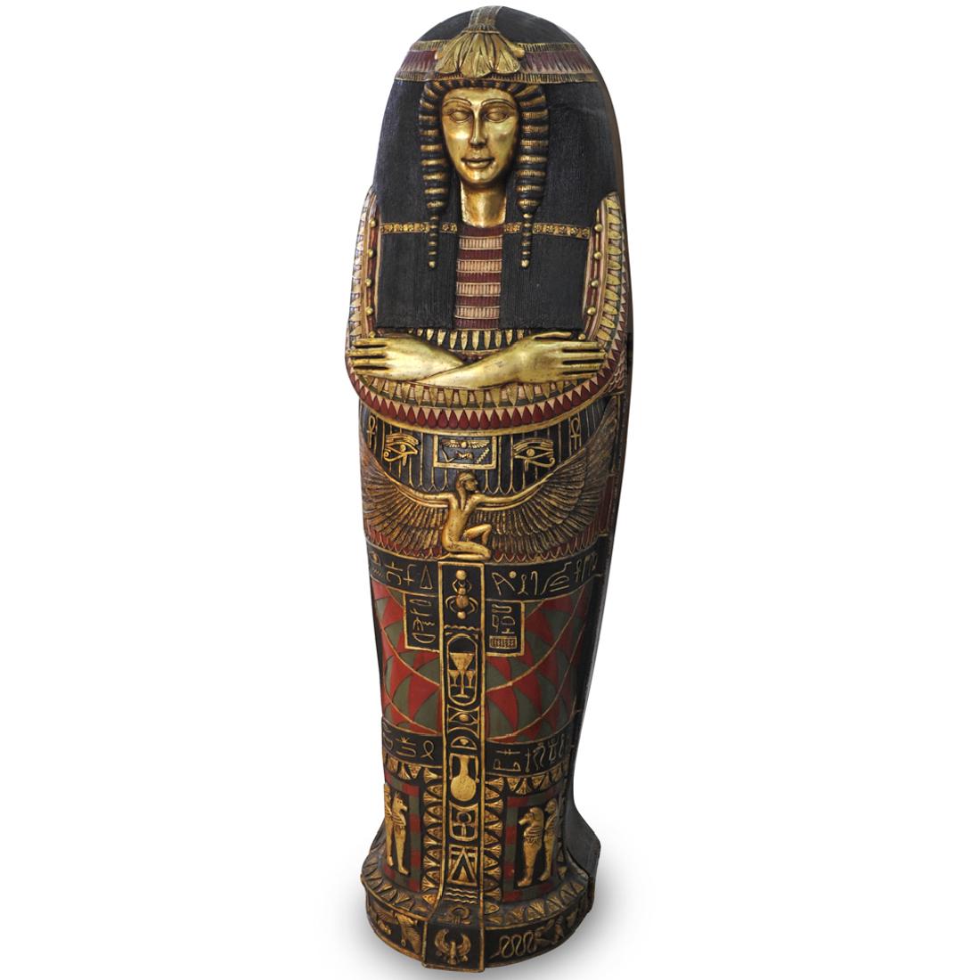 Egyptian Style Wood Polychrome Sarcophagus Bookcase (1 of 7)