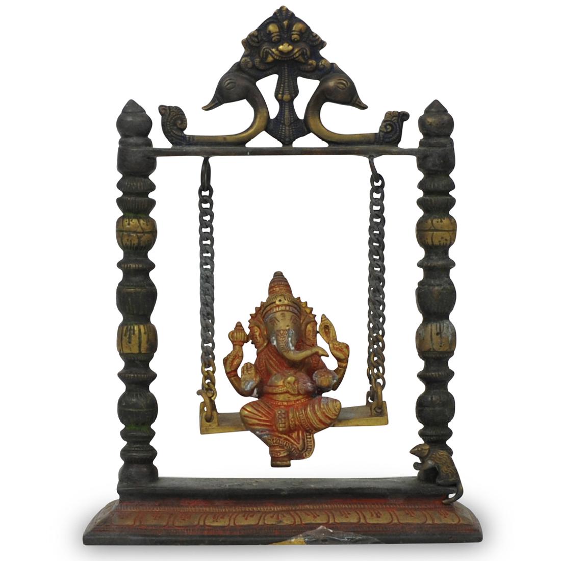 Indian Bronze Lord Ganesh on Swing (1 of 5)