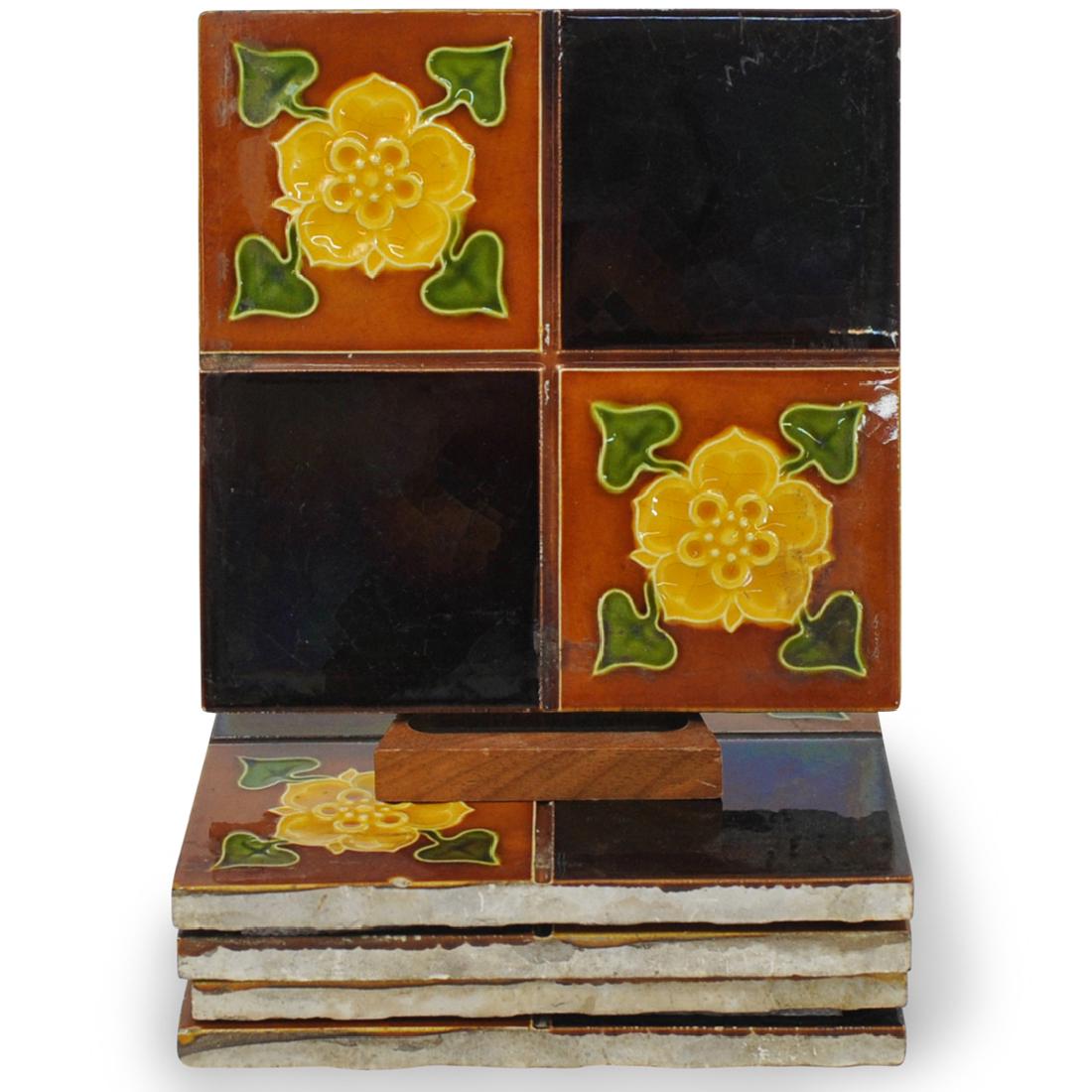 (5 Pc) English Glazed Ceramic Tiles (1 of 4)