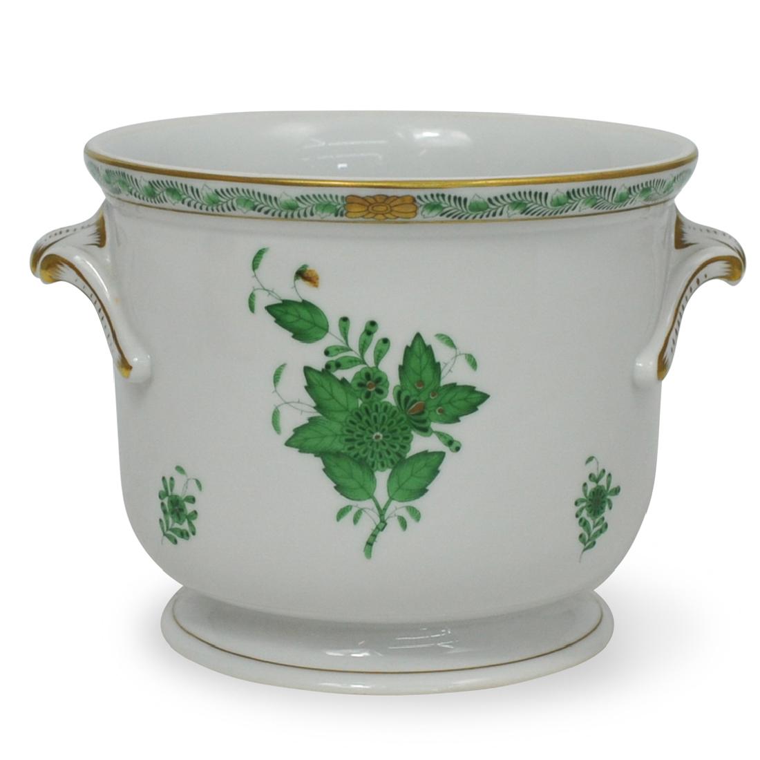 Herend Porcelain Chinese Bouquet Green Cachepot (1 of 5)
