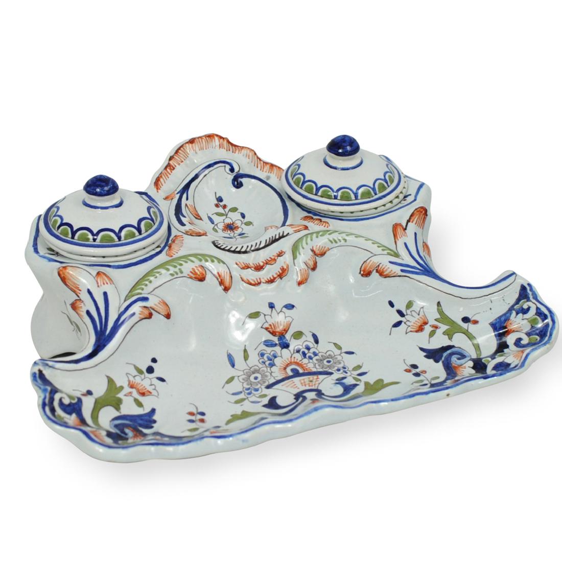 French Faience Inkwell (1 of 4)