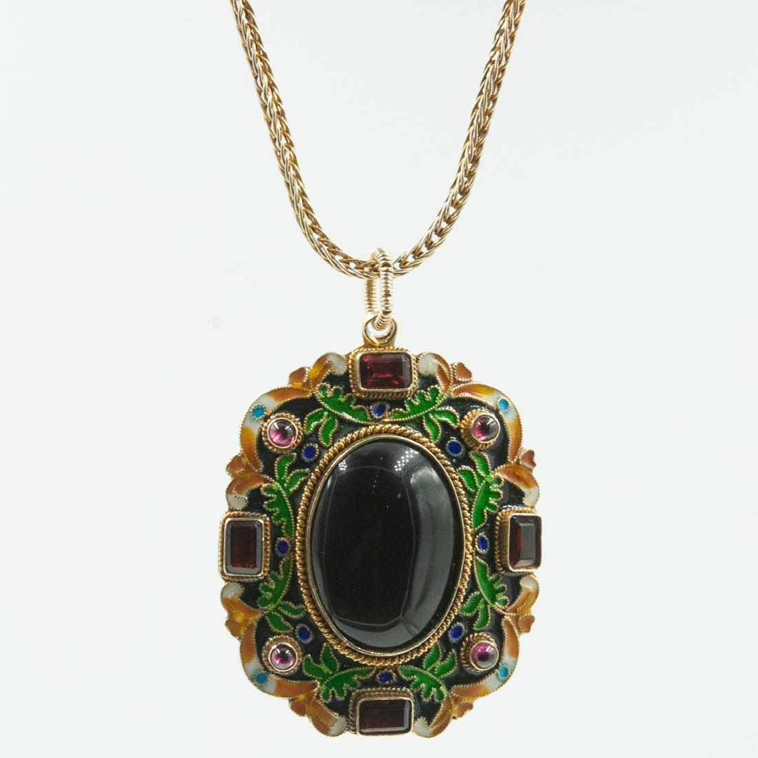 Chinese Sterling Silver Enameled Necklace (1 of 5)