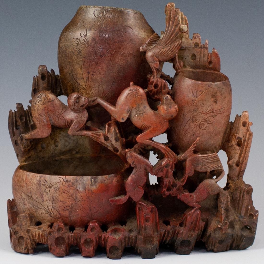 Carved Chinese Soapstone Vase (1 of 5)