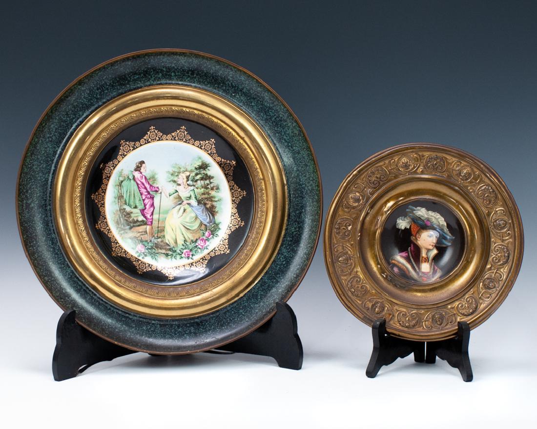 (2) Brass & Porcelain Portrait Plaques (1 of 5)