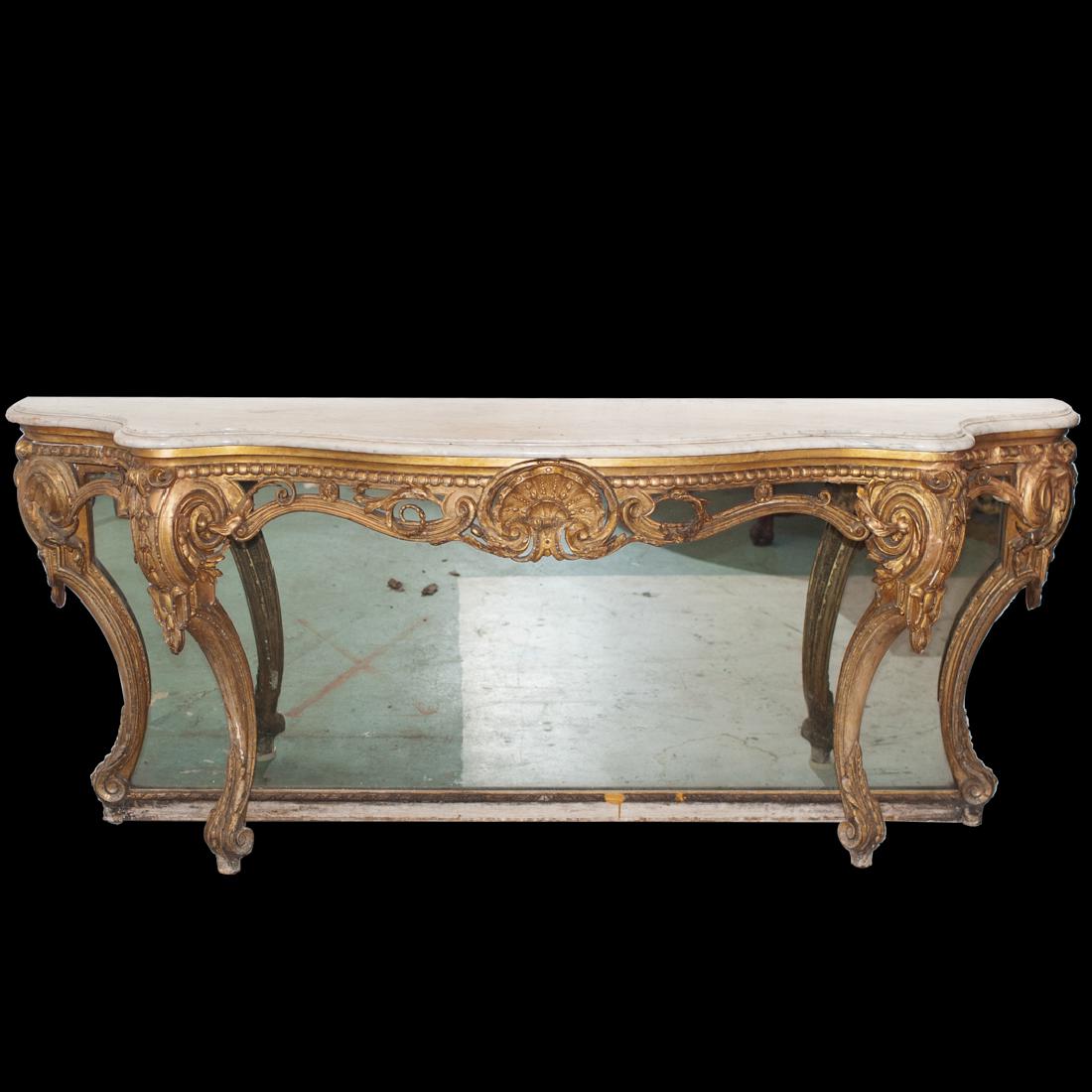 Antique Italian Gilt Wood & Marble Console Table (1 of 1)