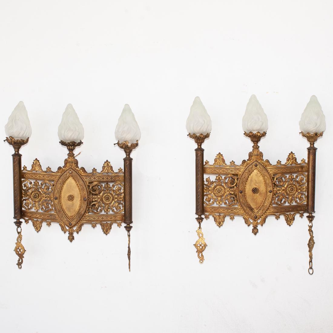 Pair Of Gilded Bronze Sconces (1 of 4)