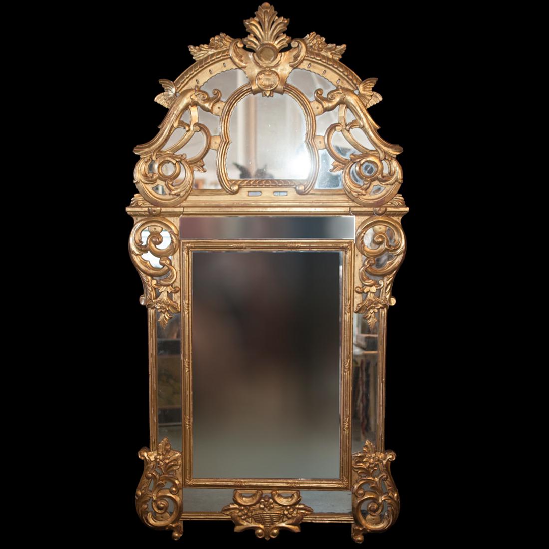 Large Ornate Gilded Wood Mirror (1 of 2)