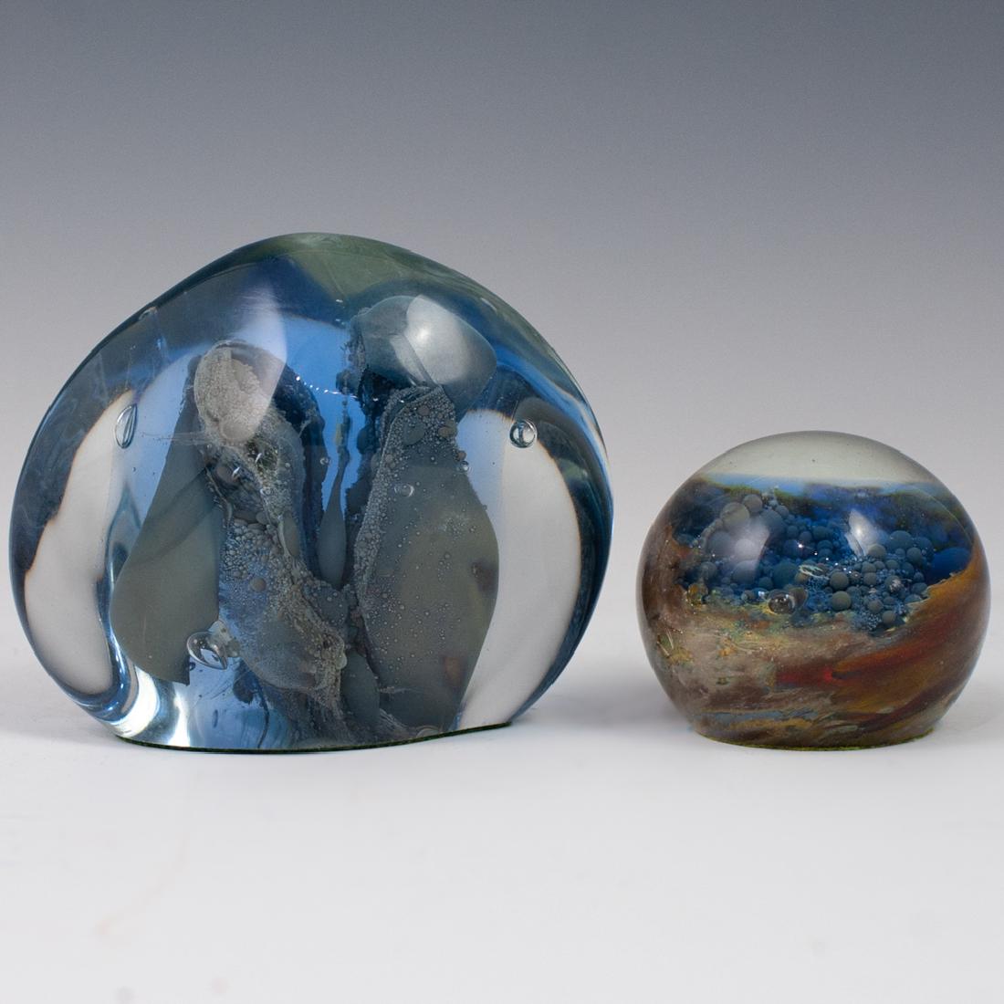 (2 Pc) Art Glass Paperweights (1 of 5)