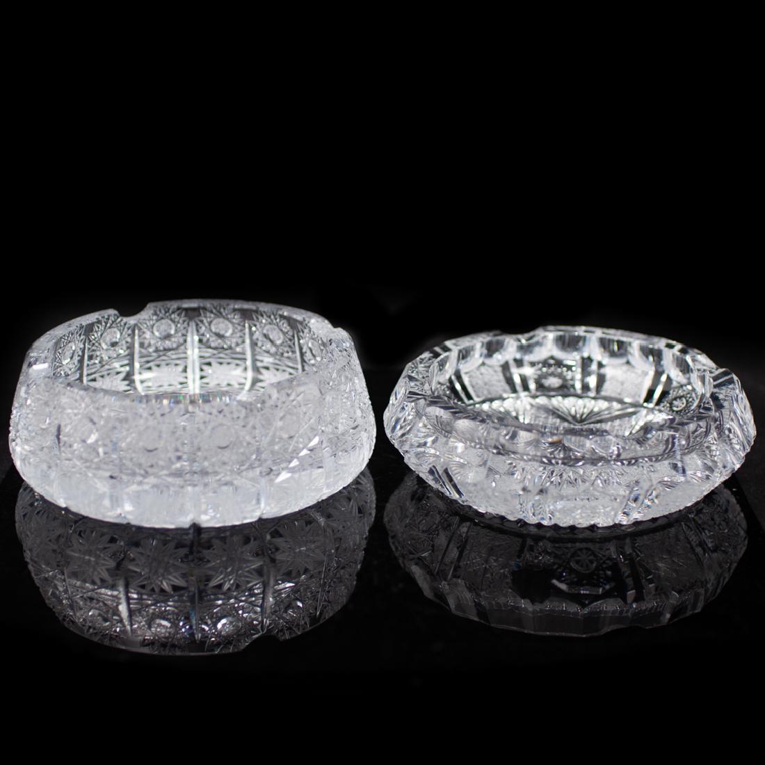(2 Pc) Brilliant Cut Crystal Ashtrays (1 of 5)