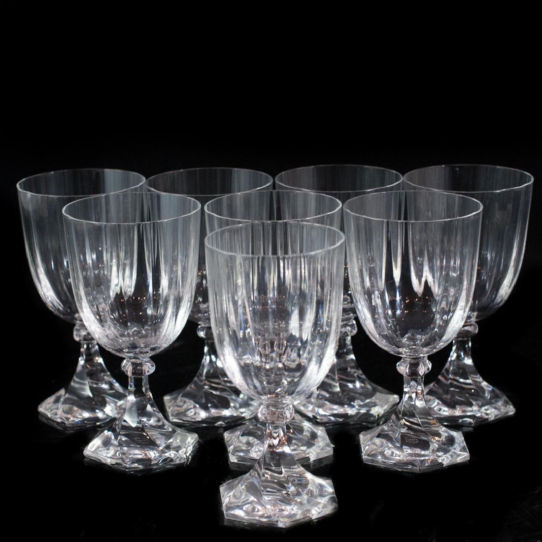 Sevres Crystal Wine Glasses: DESCRIPTION: Set of six Sevres crystal wine glasses. Comprises of a swirling hexagonal base with ridged exterior along the body. Marked: "Cristal Sevres France" CIRCA:20th Ct. ORIGIN:France DIMENSIONS